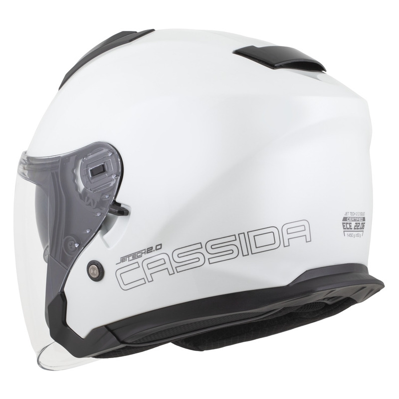 Motorradhelm Cassida Jet Tech 2.0 Solid Weiß-Schwarz-Grau
