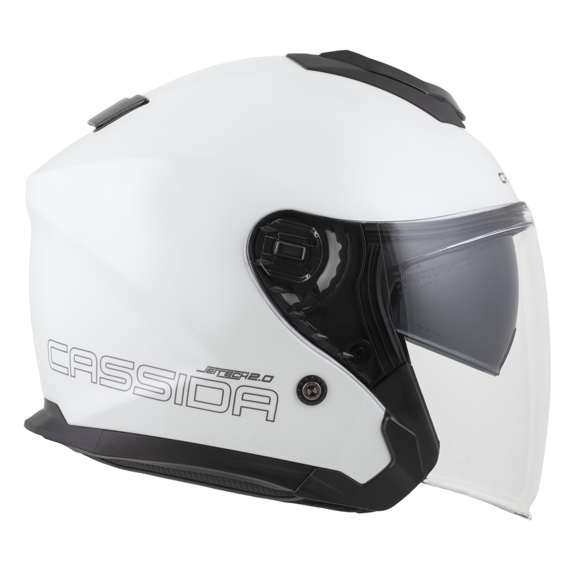 Motorradhelm Cassida Jet Tech 2.0 Solid Weiß-Schwarz-Grau