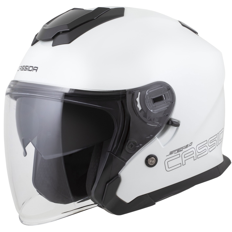 Motorradhelm Cassida Jet Tech 2.0 Solid Weiß-Schwarz-Grau