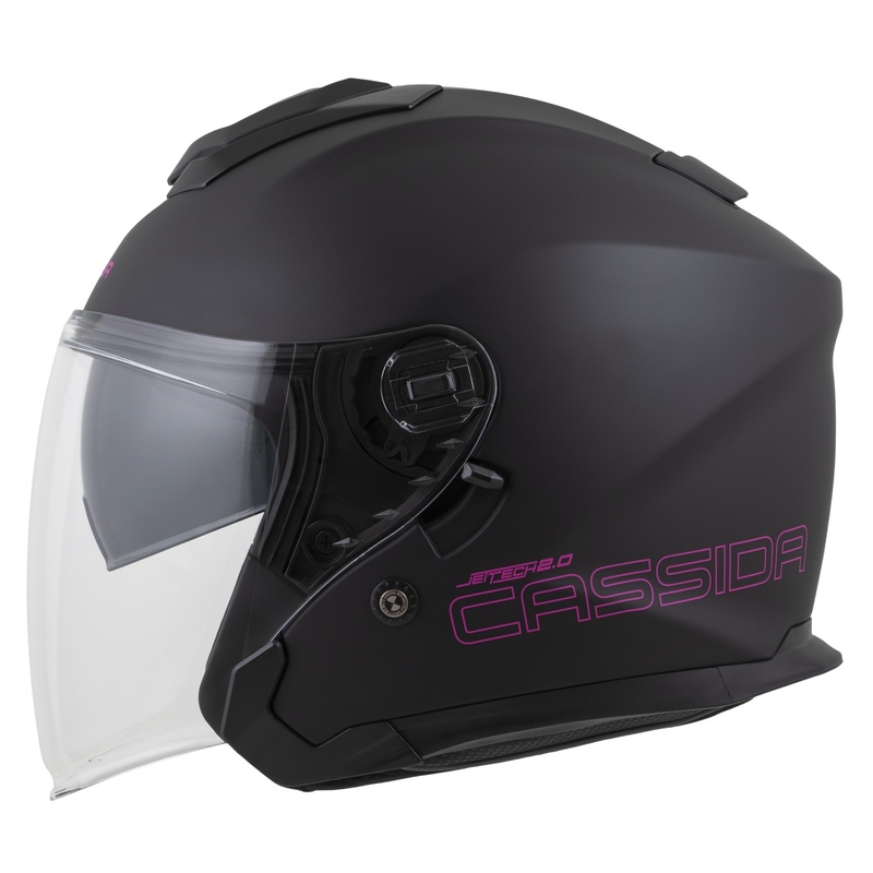 Motorradhelm Cassida Jet Tech 2.0 Solid Mattschwarz-Pink