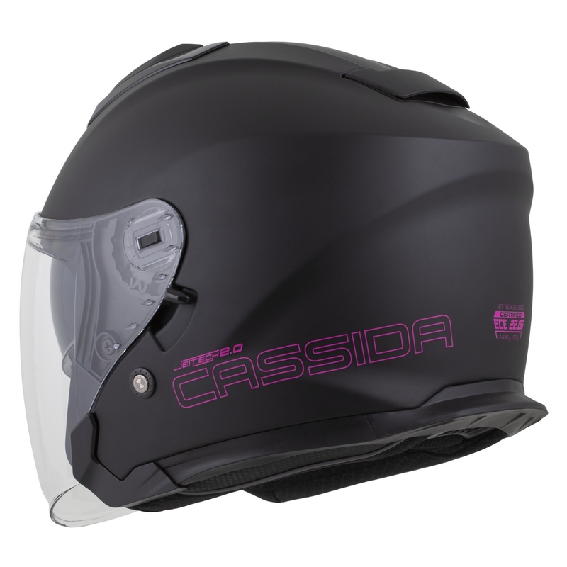 Motorradhelm Cassida Jet Tech 2.0 Solid Mattschwarz-Pink