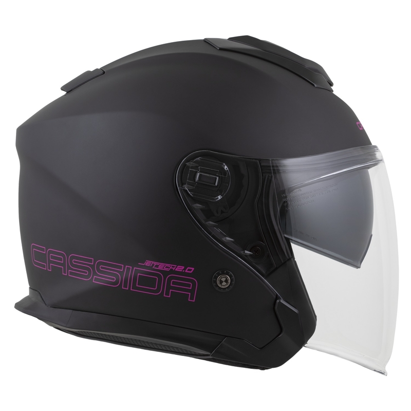 Motorradhelm Cassida Jet Tech 2.0 Solid Mattschwarz-Pink