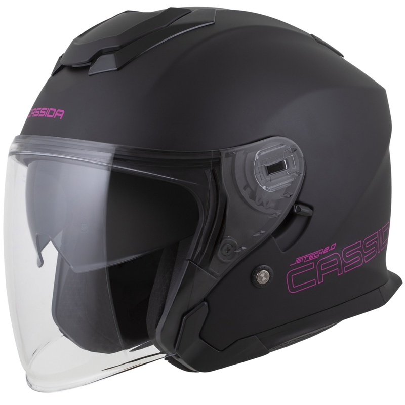 Motorradhelm Cassida Jet Tech 2.0 Solid Mattschwarz-Pink