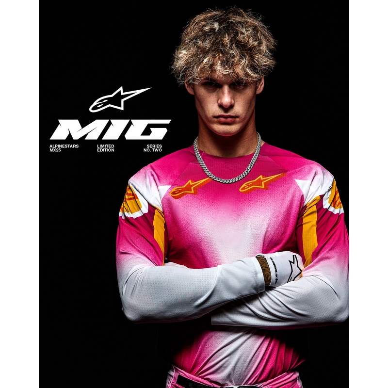 Motocross Jersey Alpinestars Supertech SX AFD Limited Edition MIG Fluo Pink-Weiß-Orange