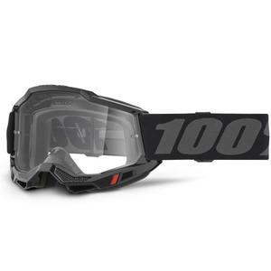 Motocrossbrille 100% ACCURI 2 schwarz mit klarem Plexiglas