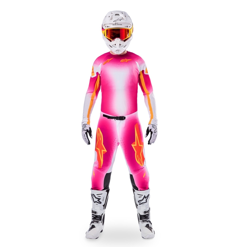 Crosshose Alpinestars Supertech Limited Edition MIG Fluo Rosa-Weiß-Orange