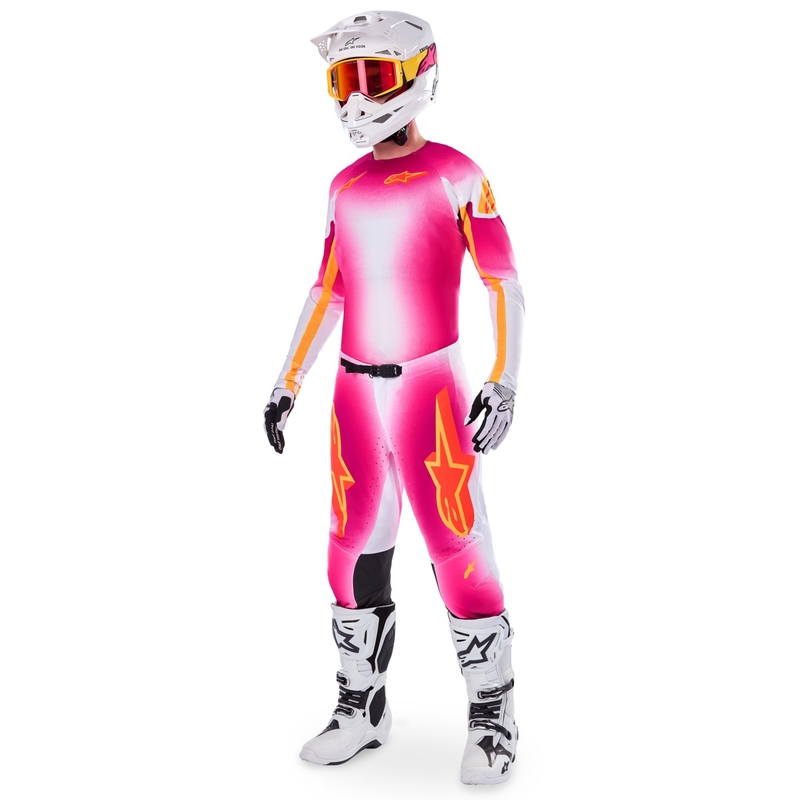 Crosshose Alpinestars Supertech Limited Edition MIG Fluo Rosa-Weiß-Orange
