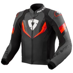 Revit Quantum 3 schwarz-fluorote Leder-Motorradjacke