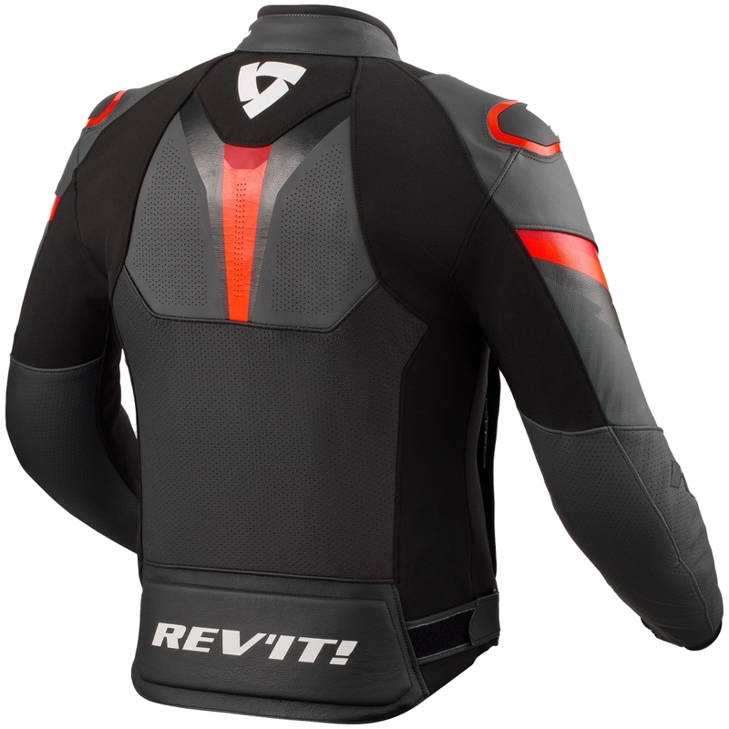 Revit Quantum 3 schwarz-fluorote Leder-Motorradjacke