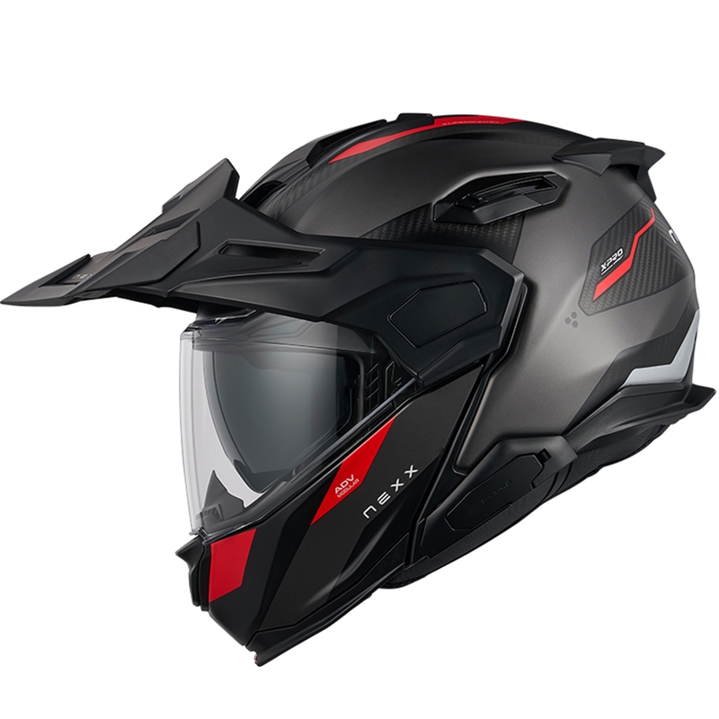 Klapphelm Motorrad Nexx X.Lifecountry Terra matt grau-rot Ausverkauf