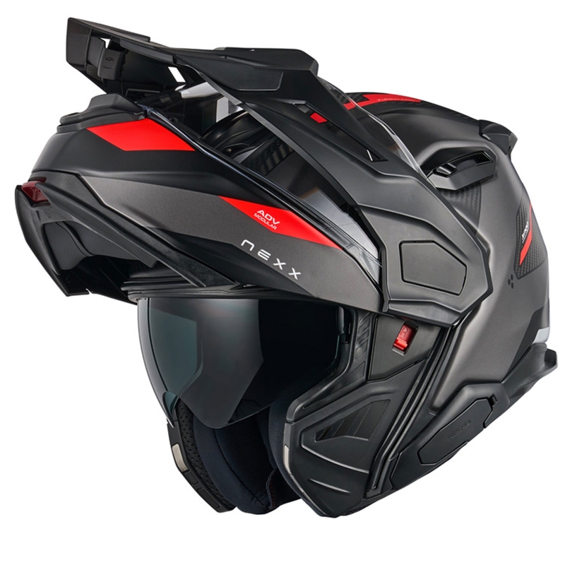 Klapphelm Motorrad Nexx X.Lifecountry Terra matt grau-rot Ausverkauf