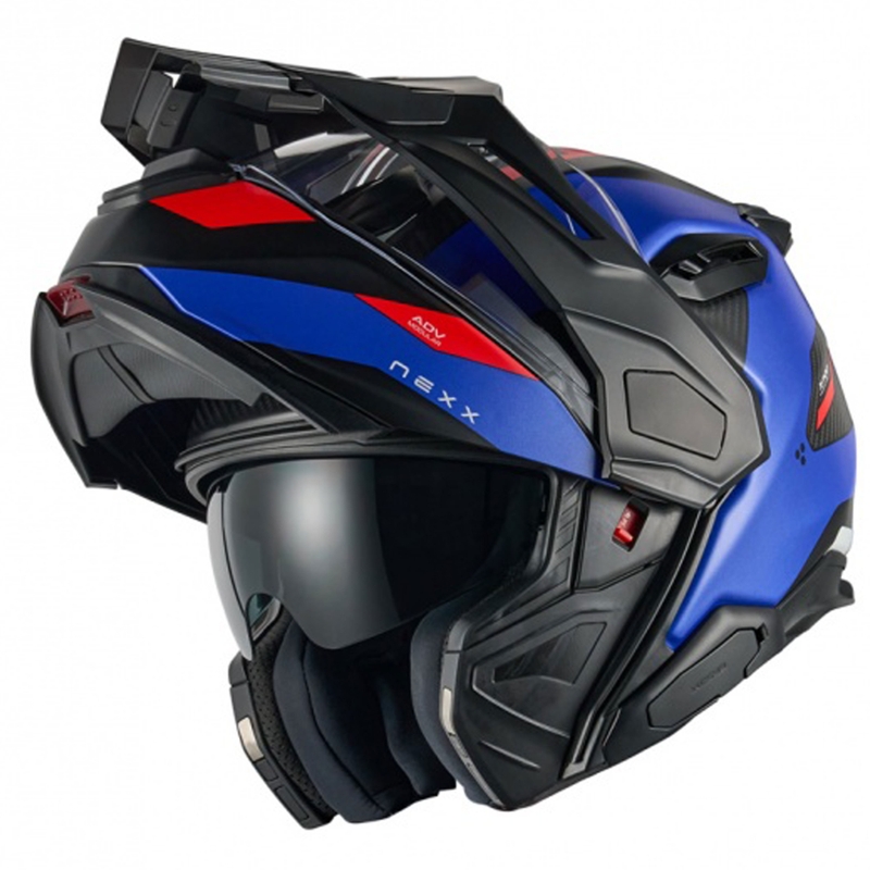 Klapphelm Motorrad Nexx X.Lifecountry Terra matt blau-rot