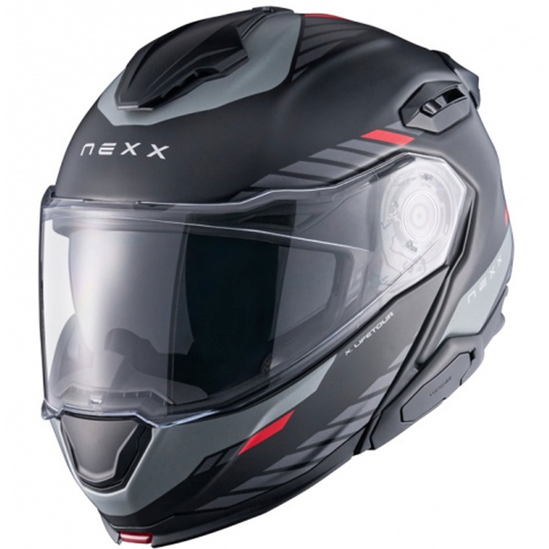 Klapphelm Motorrad Nexx X.Lifetour Globe matt schwarz-rot Ausverkauf