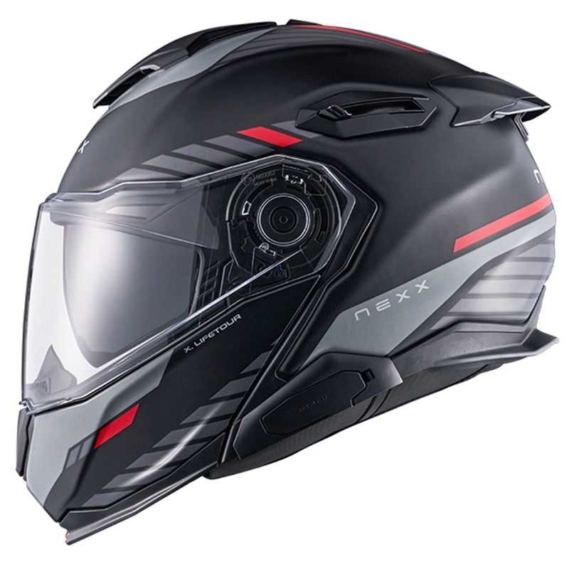 Klapphelm Motorrad Nexx X.Lifetour Globe matt schwarz-rot Ausverkauf