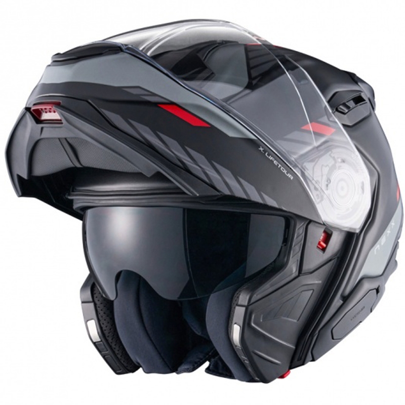 Klapphelm Motorrad Nexx X.Lifetour Globe matt schwarz-rot Ausverkauf