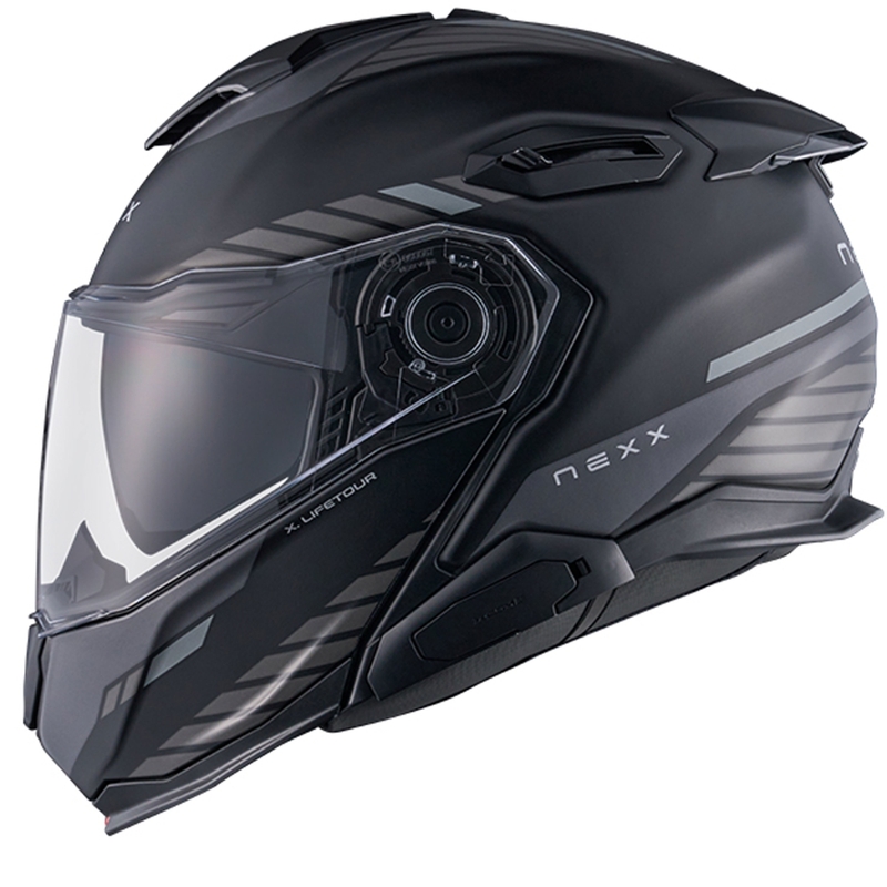 Klapphelm Motorrad Nexx X.Lifetour Globe matt schwarz-grau Ausverkauf