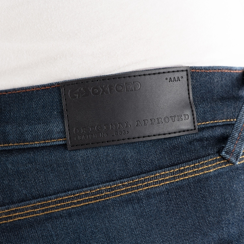 Oxford Original Approved AAA Slim Jeans Motorradjeans verwaschenes Blau