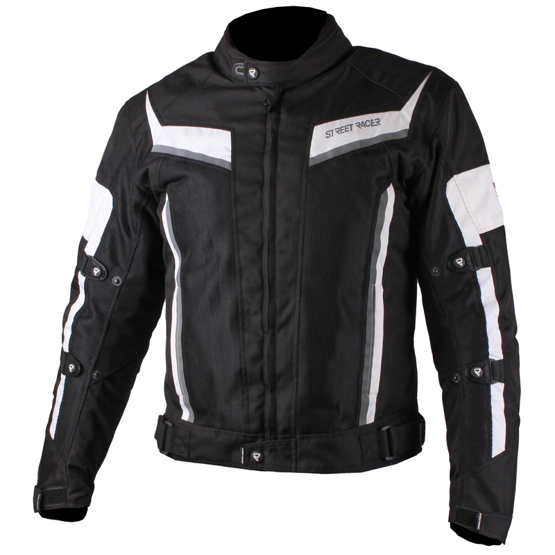 Street Racer Fly Schwarz-Weiß-Motorradjacke Ausverkauf