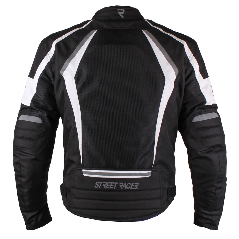 Street Racer Fly Schwarz-Weiß-Motorradjacke Ausverkauf