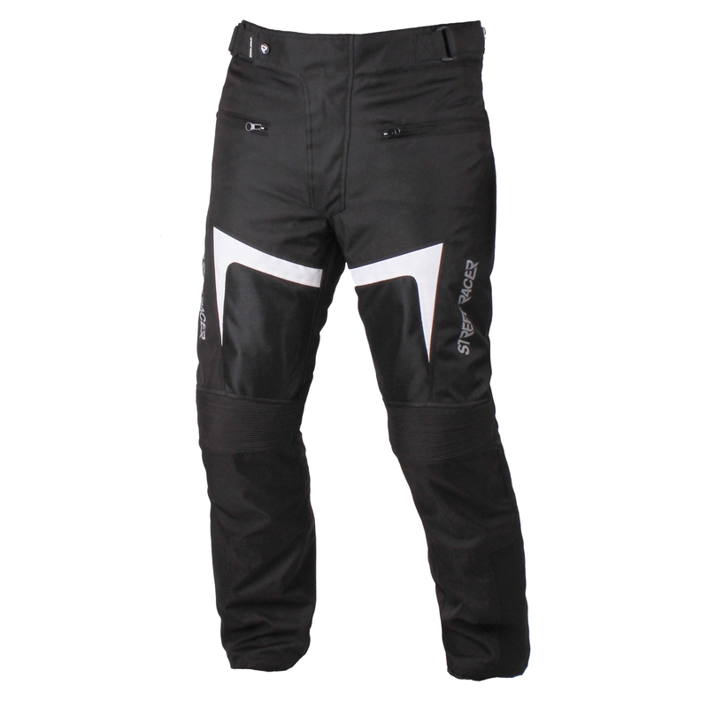 Street Racer Fly Schwarze und weiße Motorradhosen Ausverkauf