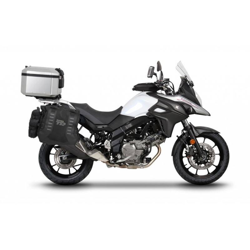 Complete set of SHAD TERRA TR40 adventure saddlebags and SHAD TERRA aluminium 48L topcase, including mounting kit SHAD SUZUKI DL 650 V-Strom