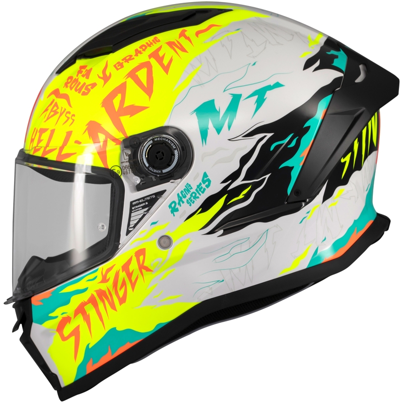 Integrierter Motorradhelm MT Stinger 2 Ardent weiß-gelb