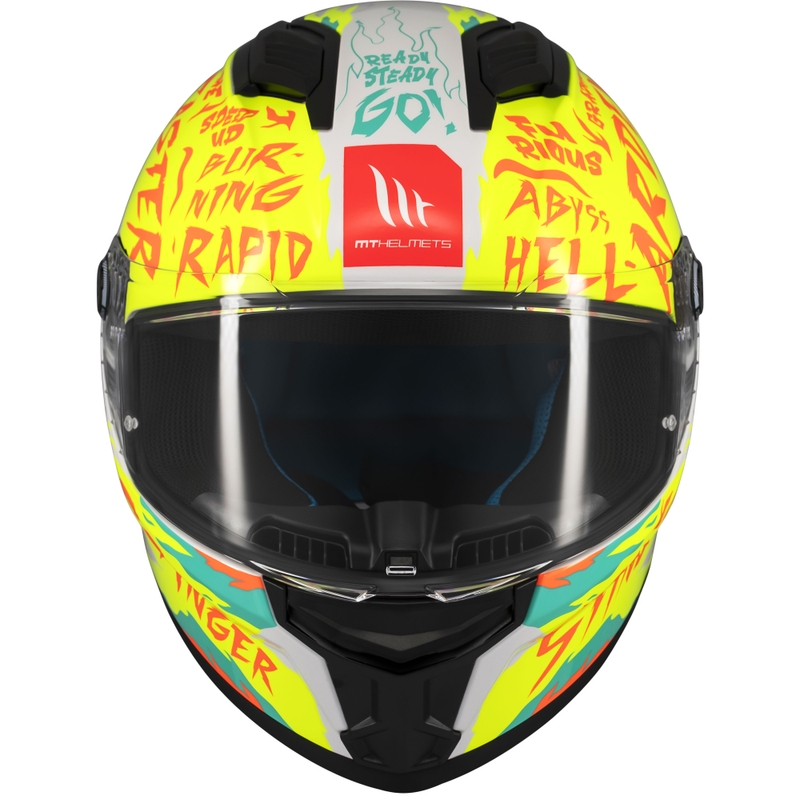 Integrierter Motorradhelm MT Stinger 2 Ardent weiß-gelb