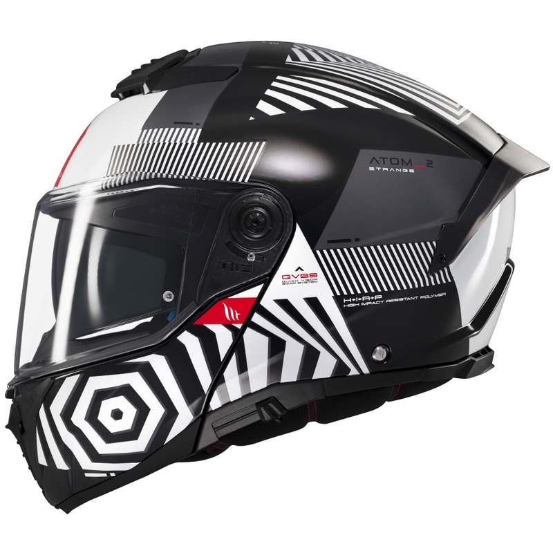 Klappbarer Motorradhelm MT Atom 2 SV Strange schwarz-weiß-grau