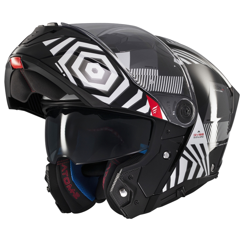 Klappbarer Motorradhelm MT Atom 2 SV Strange schwarz-weiß-grau