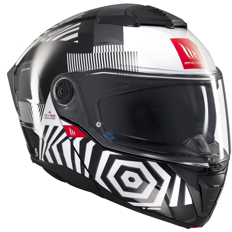 Klappbarer Motorradhelm MT Atom 2 SV Strange schwarz-weiß-grau
