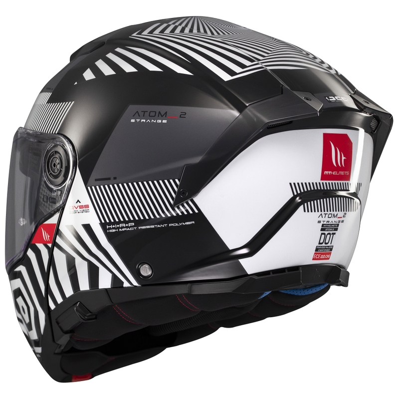 Klappbarer Motorradhelm MT Atom 2 SV Strange schwarz-weiß-grau