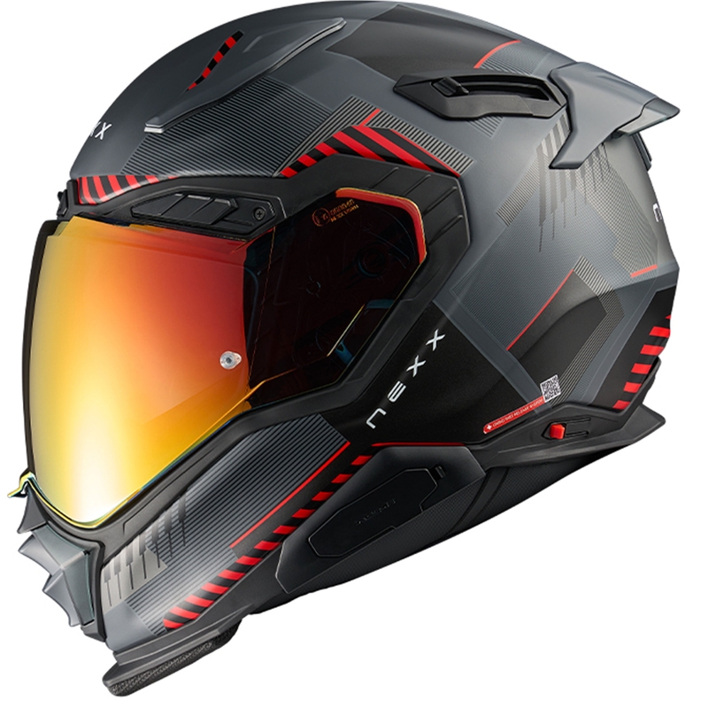 Integrierter Motorradhelm Nexx X.WST3 Fluence grau-rot Ausverkauf