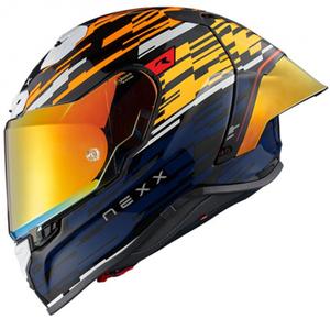 Integrierter Motorradhelm Nexx X.R3R Glitch Racer orange-blau