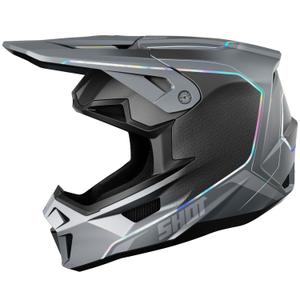 Motocross-Helm Shot Lite Challenger perlgrau holografisch