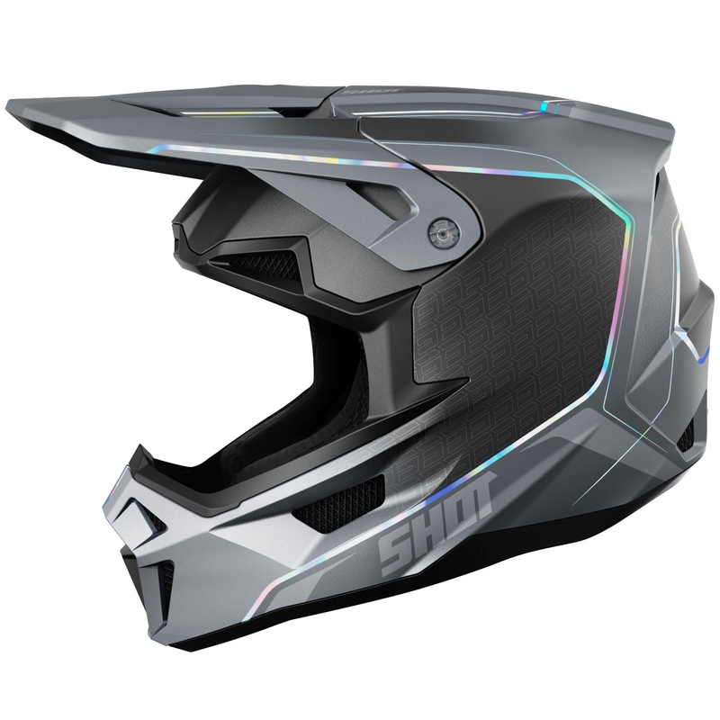 Motocross-Helm Shot Lite Challenger perlgrau holografisch