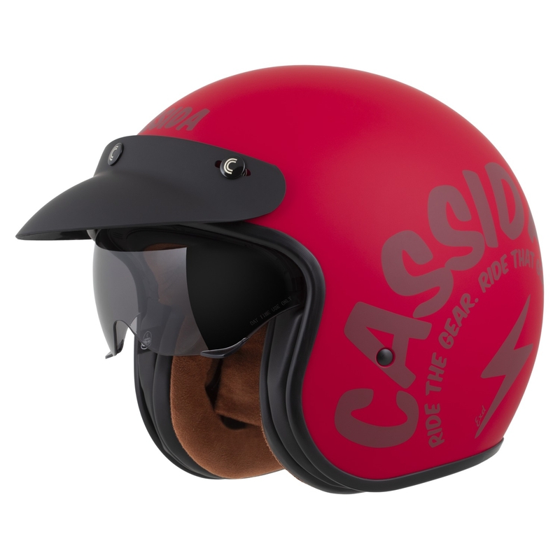 Cassida Oxygen 2.0 Gear Motorradhelm mit offenem Gesicht Mattrot-Dunkelrot