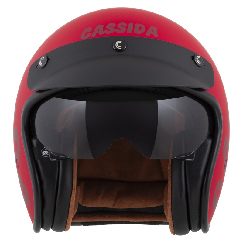 Cassida Oxygen 2.0 Gear Motorradhelm mit offenem Gesicht Mattrot-Dunkelrot