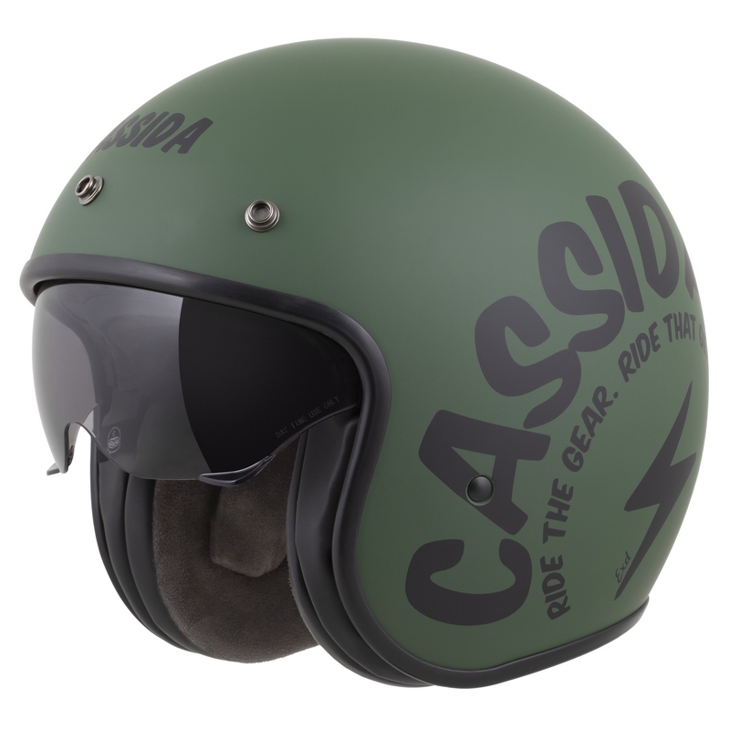Cassida Oxygen 2.0 Gear Motorradhelm mit offenem Gesicht Mattgrün-Schwarz