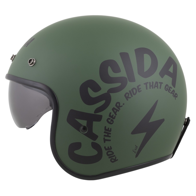 Cassida Oxygen 2.0 Gear Motorradhelm mit offenem Gesicht Mattgrün-Schwarz