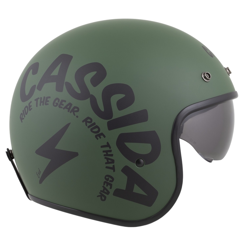 Cassida Oxygen 2.0 Gear Motorradhelm mit offenem Gesicht Mattgrün-Schwarz