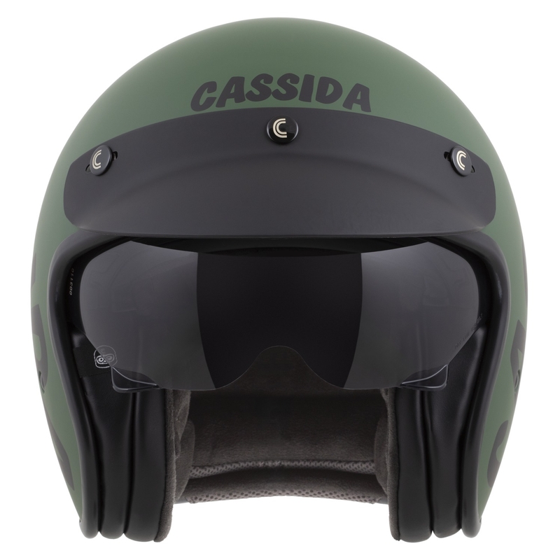 Cassida Oxygen 2.0 Gear Motorradhelm mit offenem Gesicht Mattgrün-Schwarz