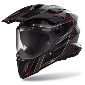Enduro Motorradhelm Airoh Commander 2 Carbon Stylish schwarz-rot