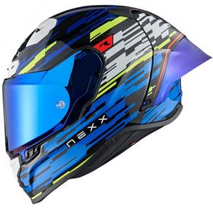 Integrierter Motorradhelm Nexx X.R3R Glitch Racer blau-fluo gelb