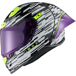 Integrierter Motorradhelm Nexx X.R3R Glitch Racer weiß-fluo gelb
