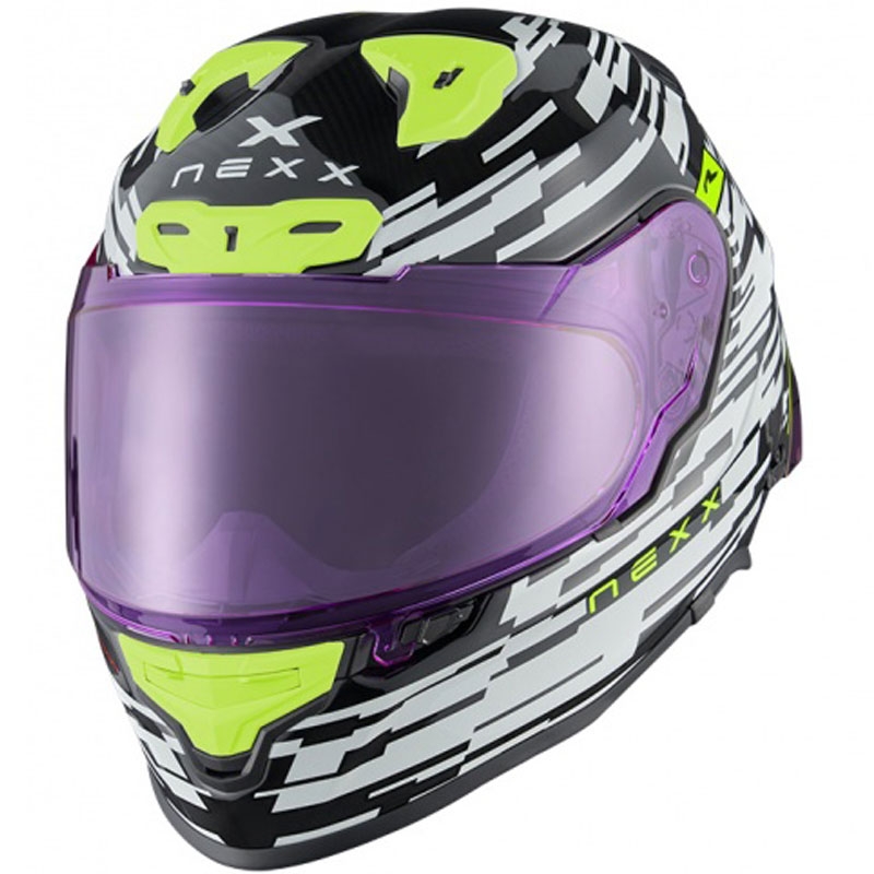 Integrierter Motorradhelm Nexx X.R3R Glitch Racer weiß-fluo gelb Ausverkauf