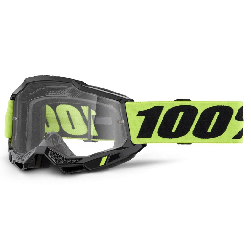 Motocrossbrille 100% ACCURI 2 gelb mit klarem Plexiglas