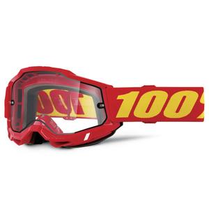 Motocrossbrille 100% ACCURI 2 Enduro rot mit doppeltem klarem Plexiglas