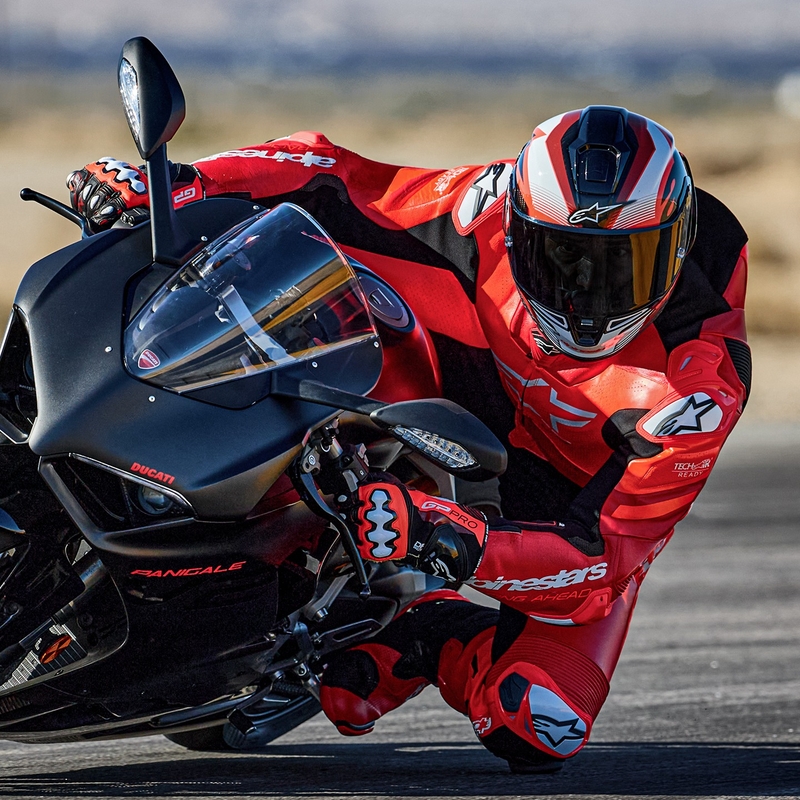 Alpinestars GP Plus V4 Sprint Einteiliger Leder-Motorradanzug, Tech-Air-kompatibel, Fluo Rot-Rot-Weiß-Schwarz