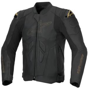 Alpinestars Dusk Leder-Motorradjacke schwarz-gold