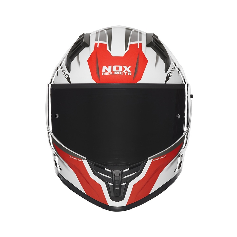 Integralhelm Motorrad NOX N401 Crower weiß-schwarz-rot